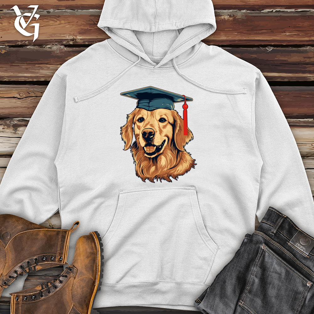 Viking Goods Graduation Celebration Golden Retriever Midweight Hooded Sweatshirt White / L