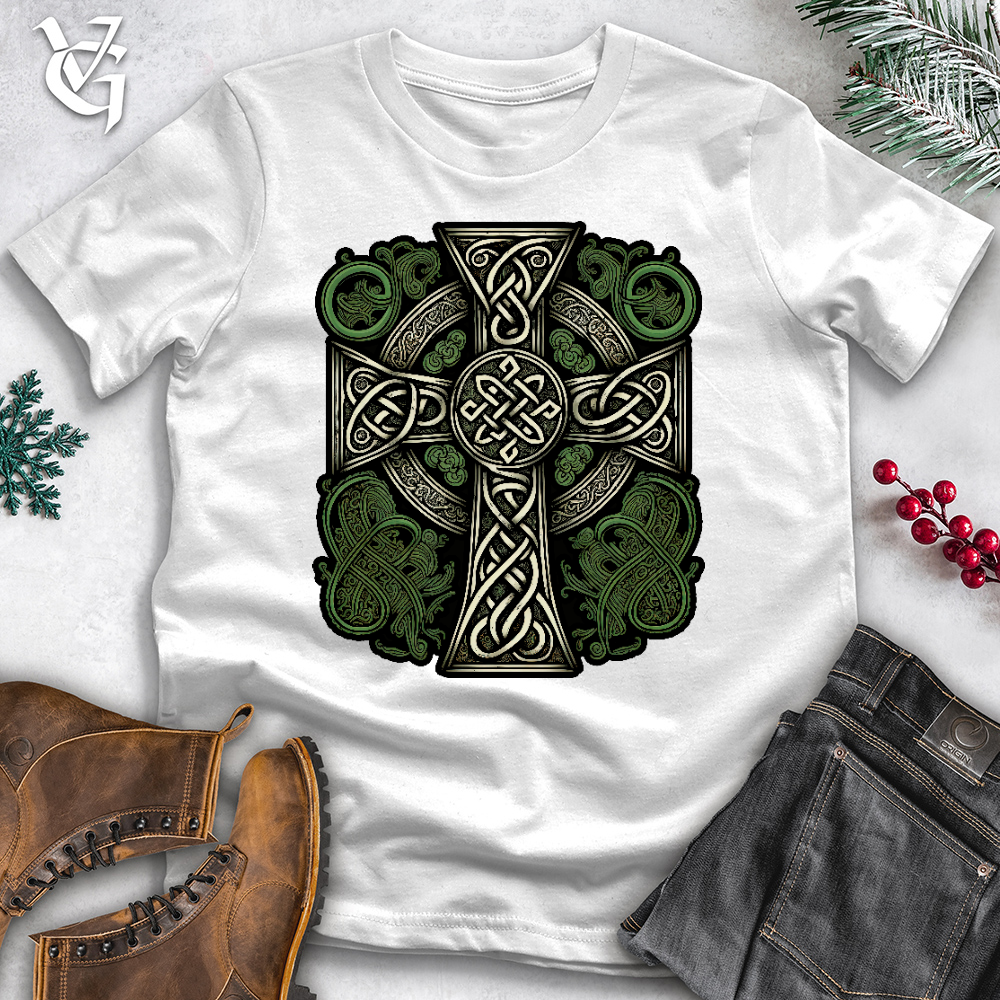 Viking Goods Green Celtic Cross Tee White / L