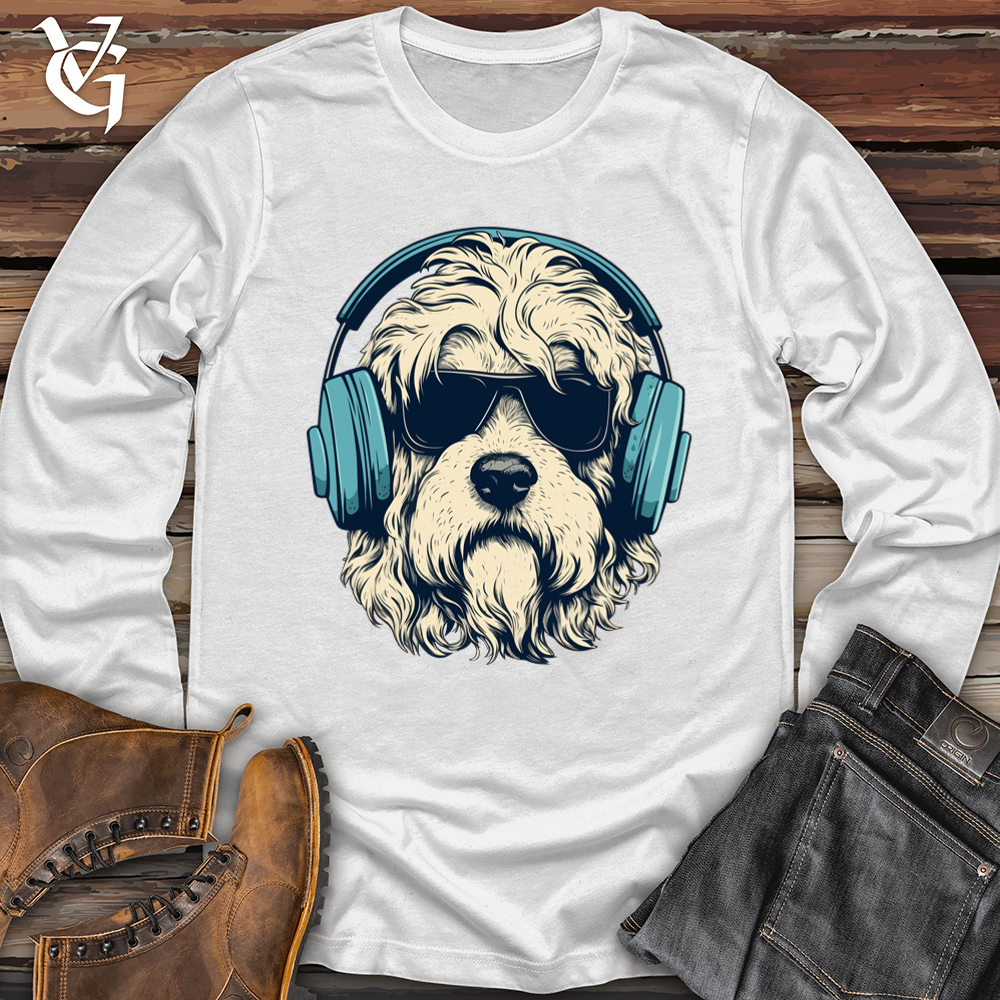 Viking Goods Headphone Rocking Doodle Pooch Softstyle Long Sleeve White / L