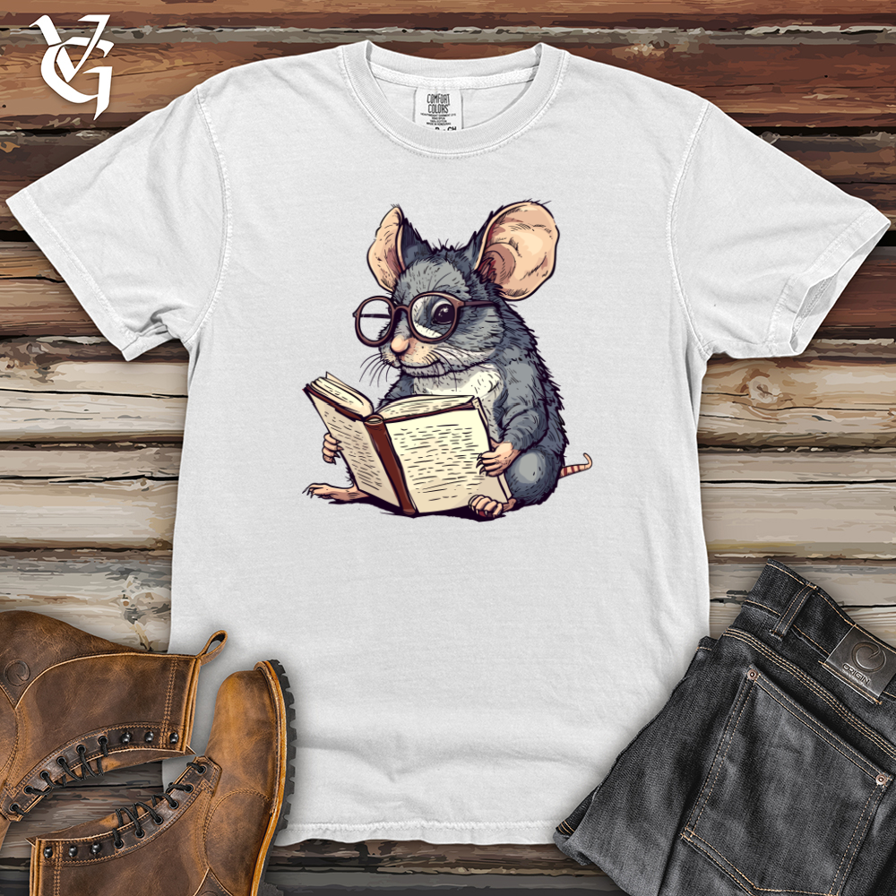 Viking Goods Mouse Bookworm Scholar Heavy Cotton Comfort Colors Tee White / L