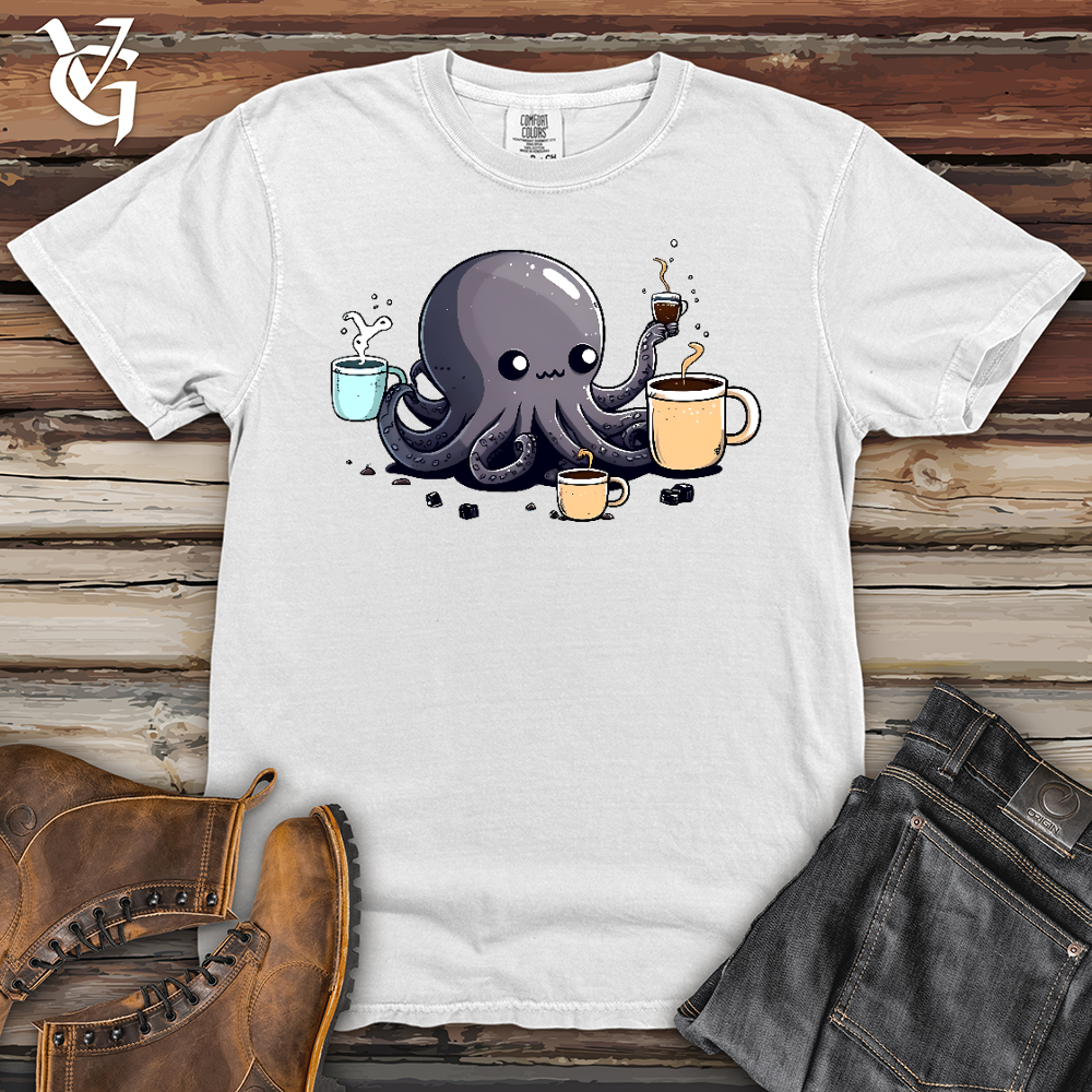 Viking Goods Octopus Coffee Addict Heavy Cotton Comfort Colors Tee White / L