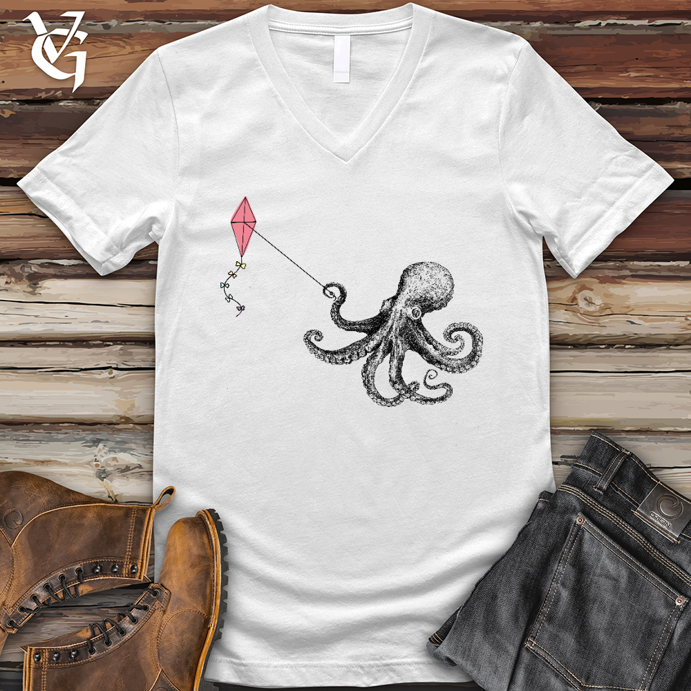 Viking Goods Octopus Flying Kyte V-Neck Tee White / L