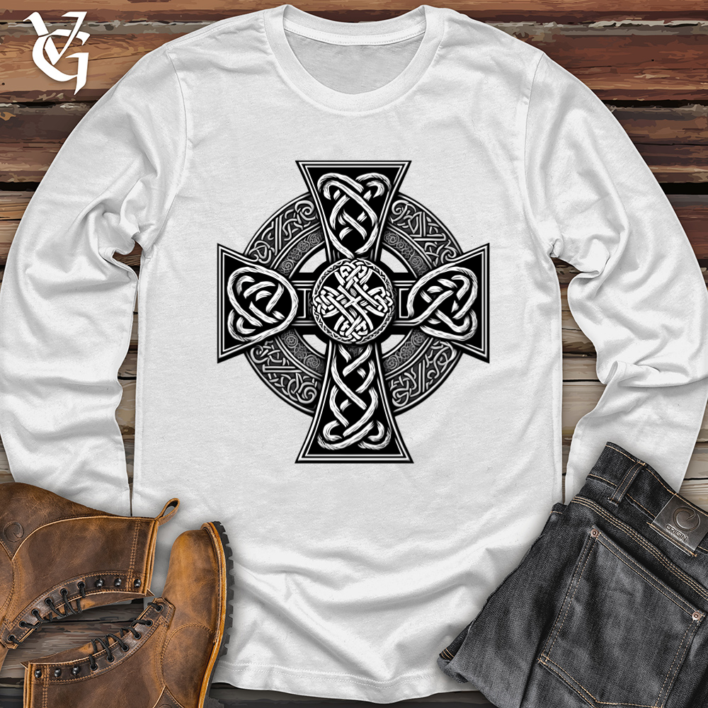 Viking Goods Ornate Celtic Cross Softstyle Long Sleeve White / L