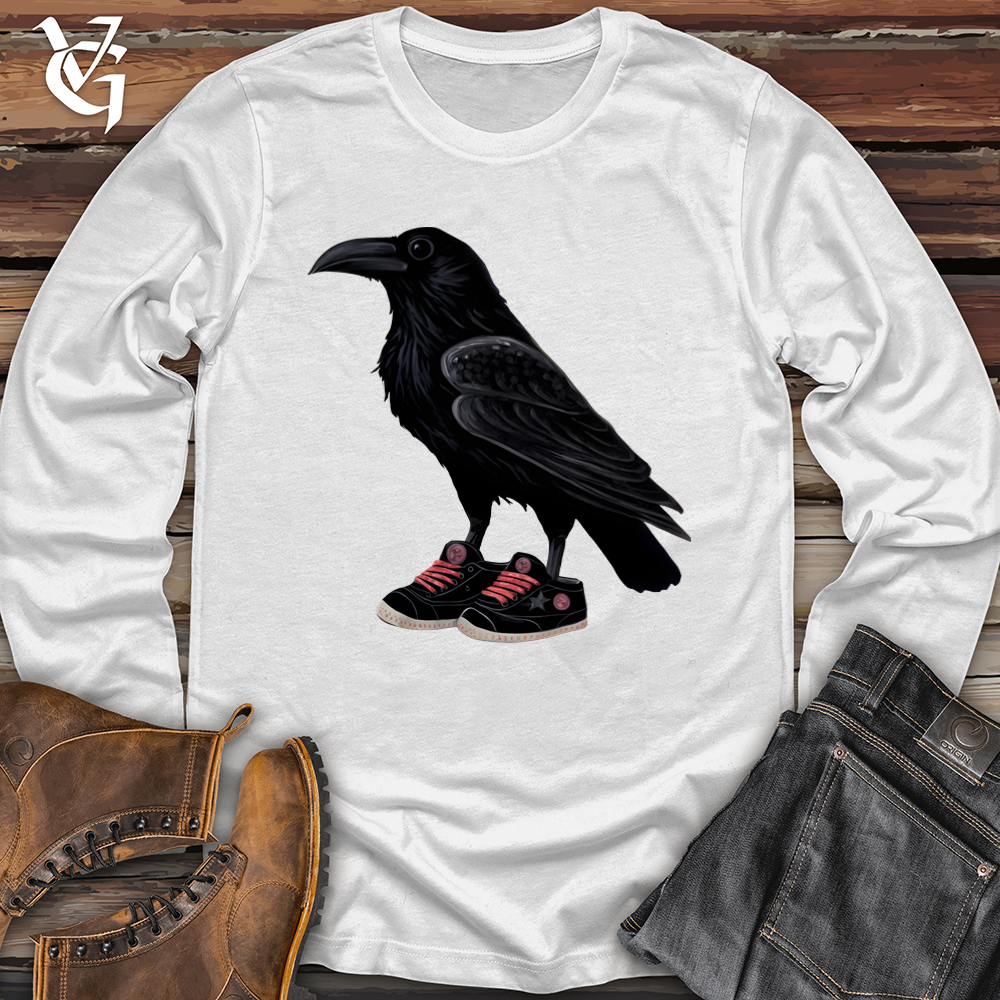 Viking Goods Raven Wearing Sneakers Softstyle Long Sleeve White / L