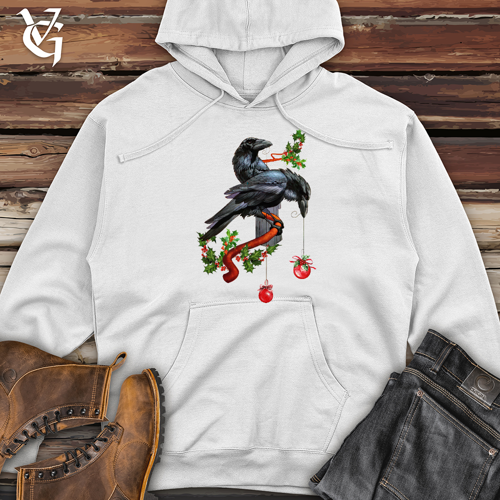 Viking Goods Ravens Dangling Ornaments Midweight Hooded Sweatshirt White / L