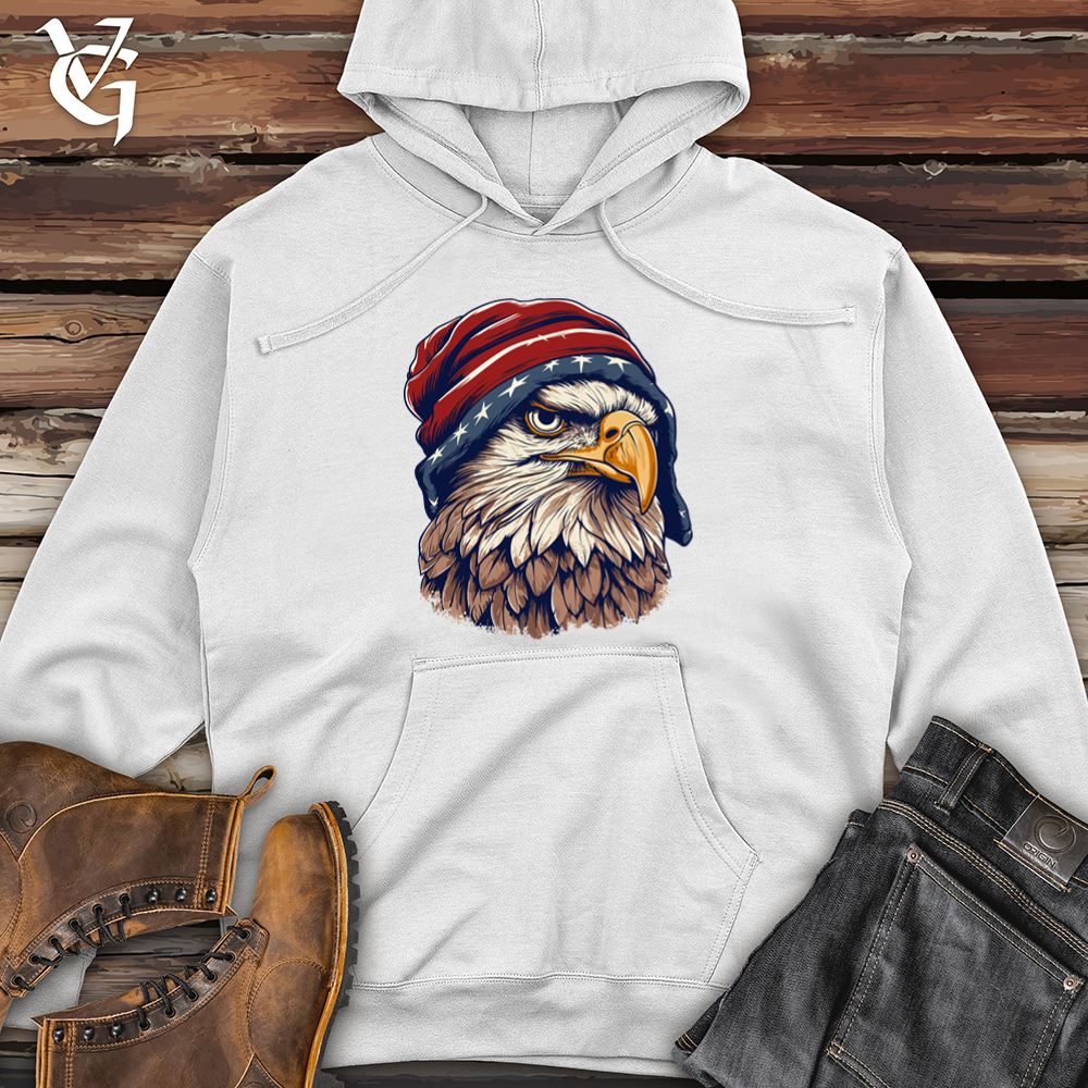 Viking Goods Retro Beanie Wearing Eagle Midweight Hooded Sweatshirt White / L