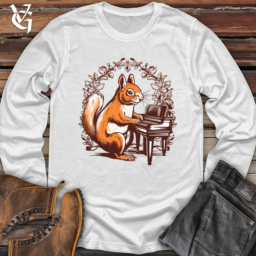 Viking Goods Retro Piano Squirrel 01 Softstyle Long Sleeve White / L