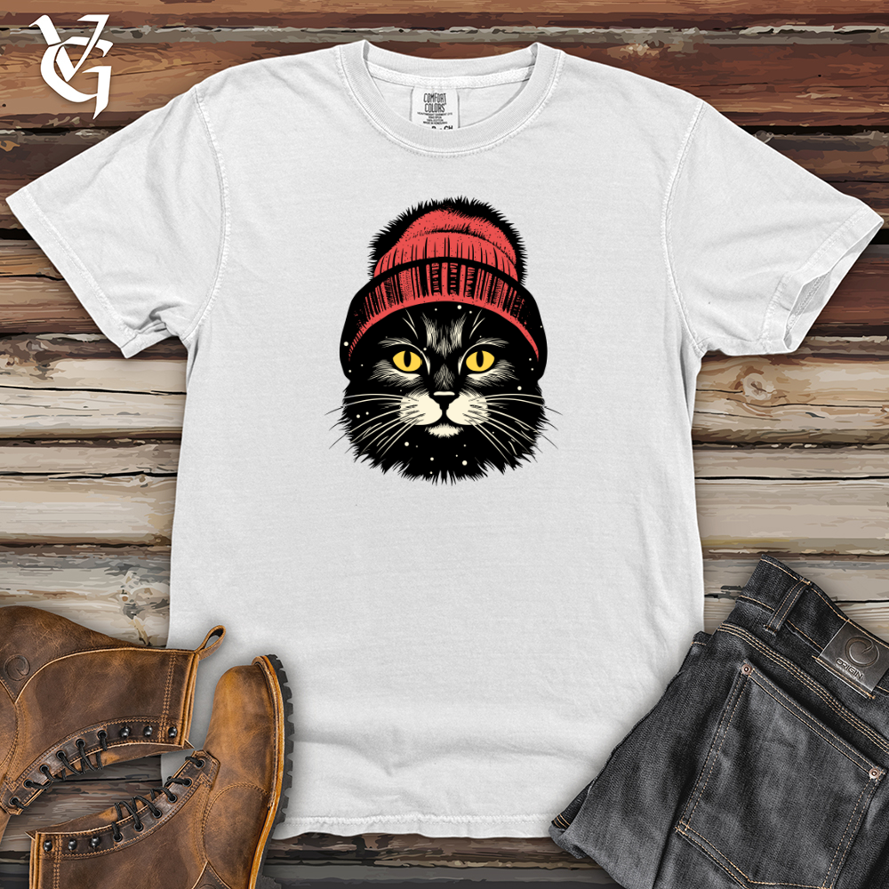 Viking Goods Retro Pom Pom Black Cat Heavy Cotton Comfort Colors Tee White / L