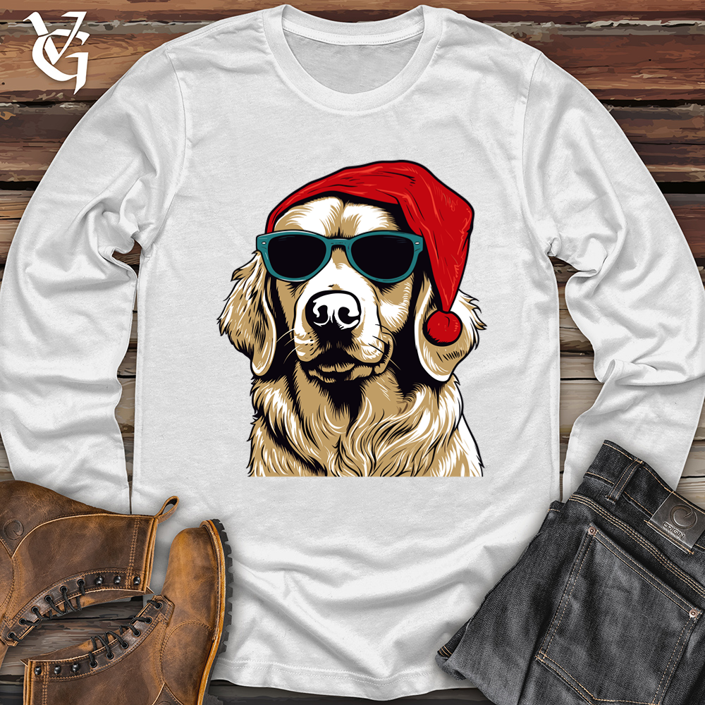 Viking Goods Santa Paws Golden Retriever Softstyle Long Sleeve White / L