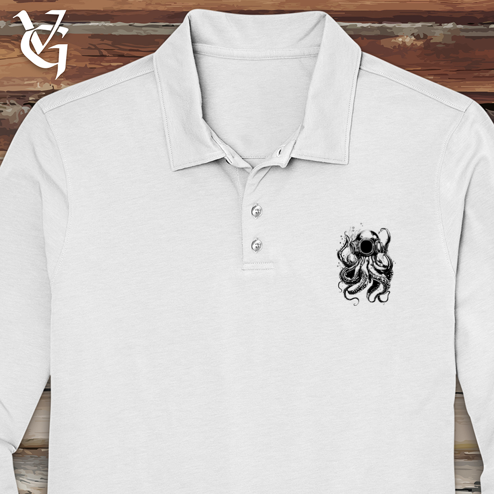 Viking Goods Scuba Octopus Long Sleeve Polo White / L