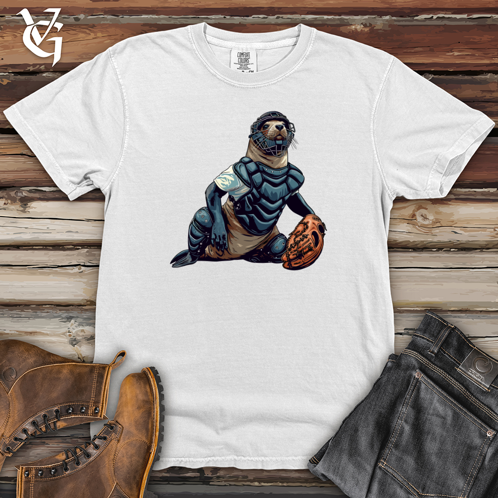 Viking Goods Seal Baseball Catcher Heavy Cotton Comfort Colors Tee White / L