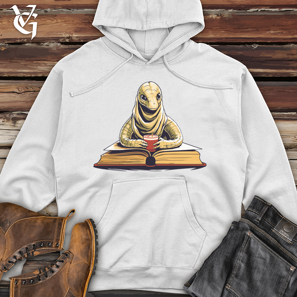 Viking Goods Serene Book Worm Midweight Hooded Sweatshirt White / L
