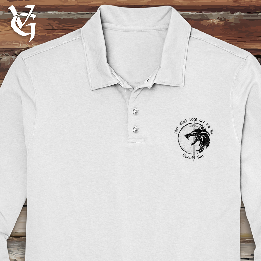 Viking Goods Should Run Wolf Long Sleeve Polo White / L