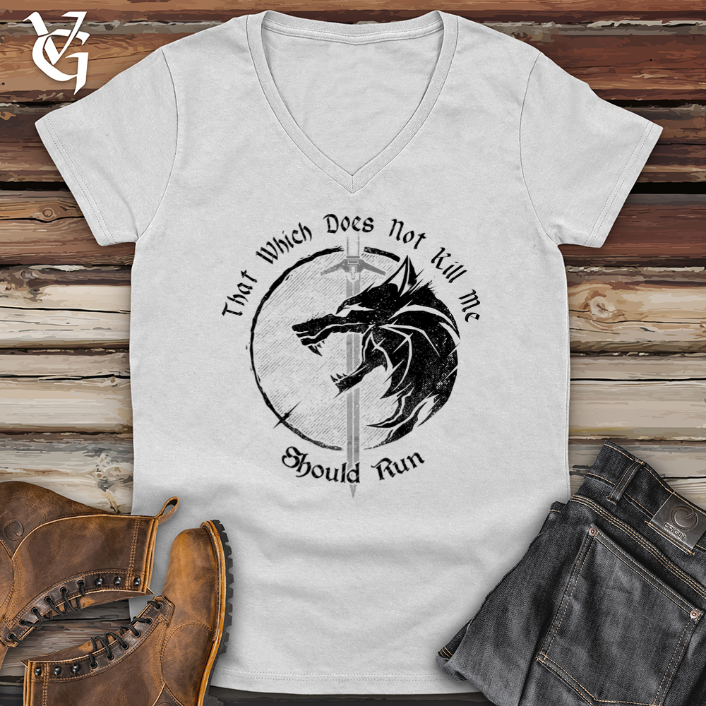 Viking Goods Should Run Wolf Softstyle V-Neck White / L