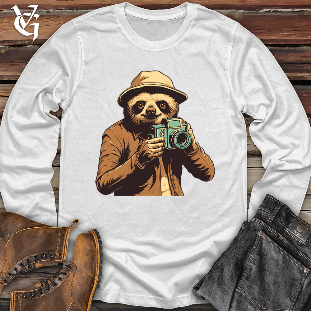 Viking Goods Sloth Shutterbug Snapshot Softstyle Long Sleeve White / L