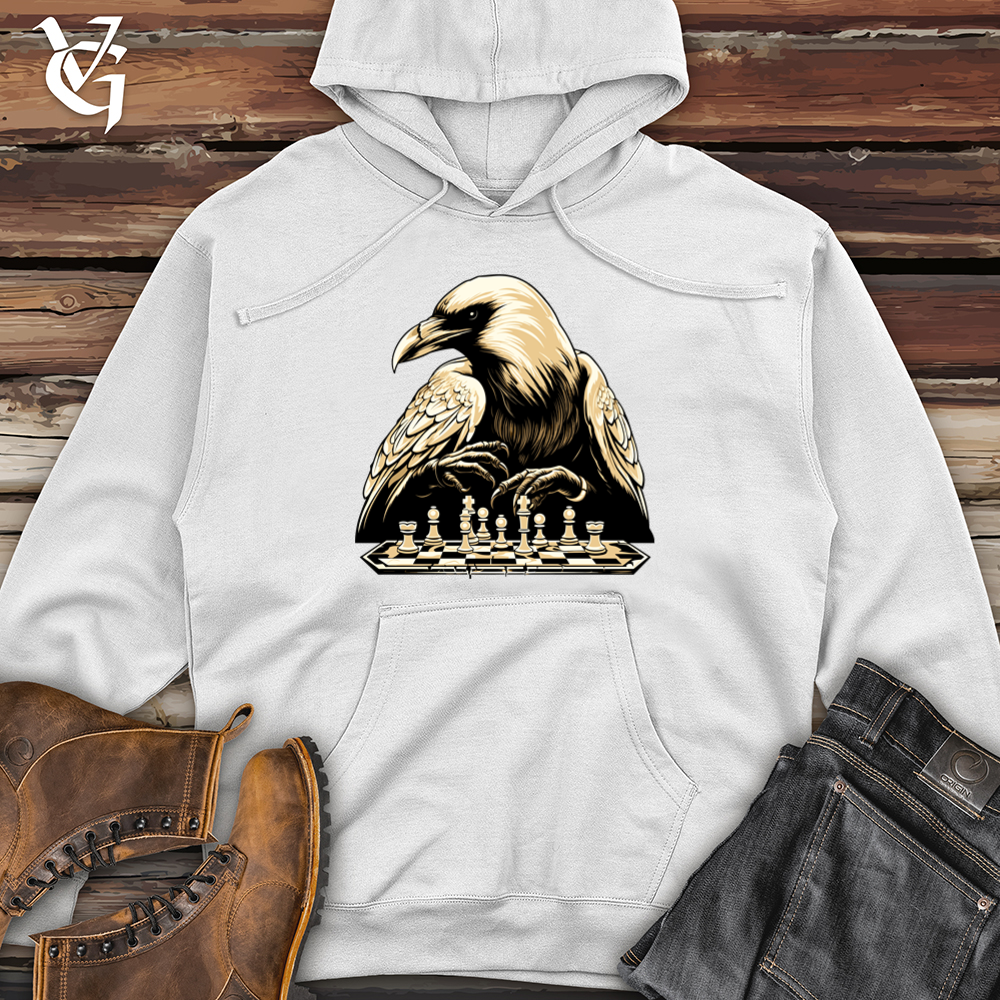 Viking Goods Strategizing Raven Chess Player Midweight Hooded Sweatshirt White / L