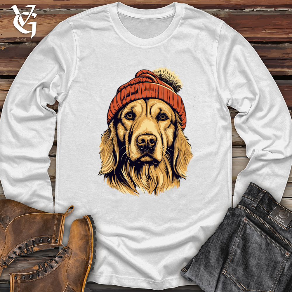 Viking Goods Vintage Beanie Golden Retriever Softstyle Long Sleeve White / L