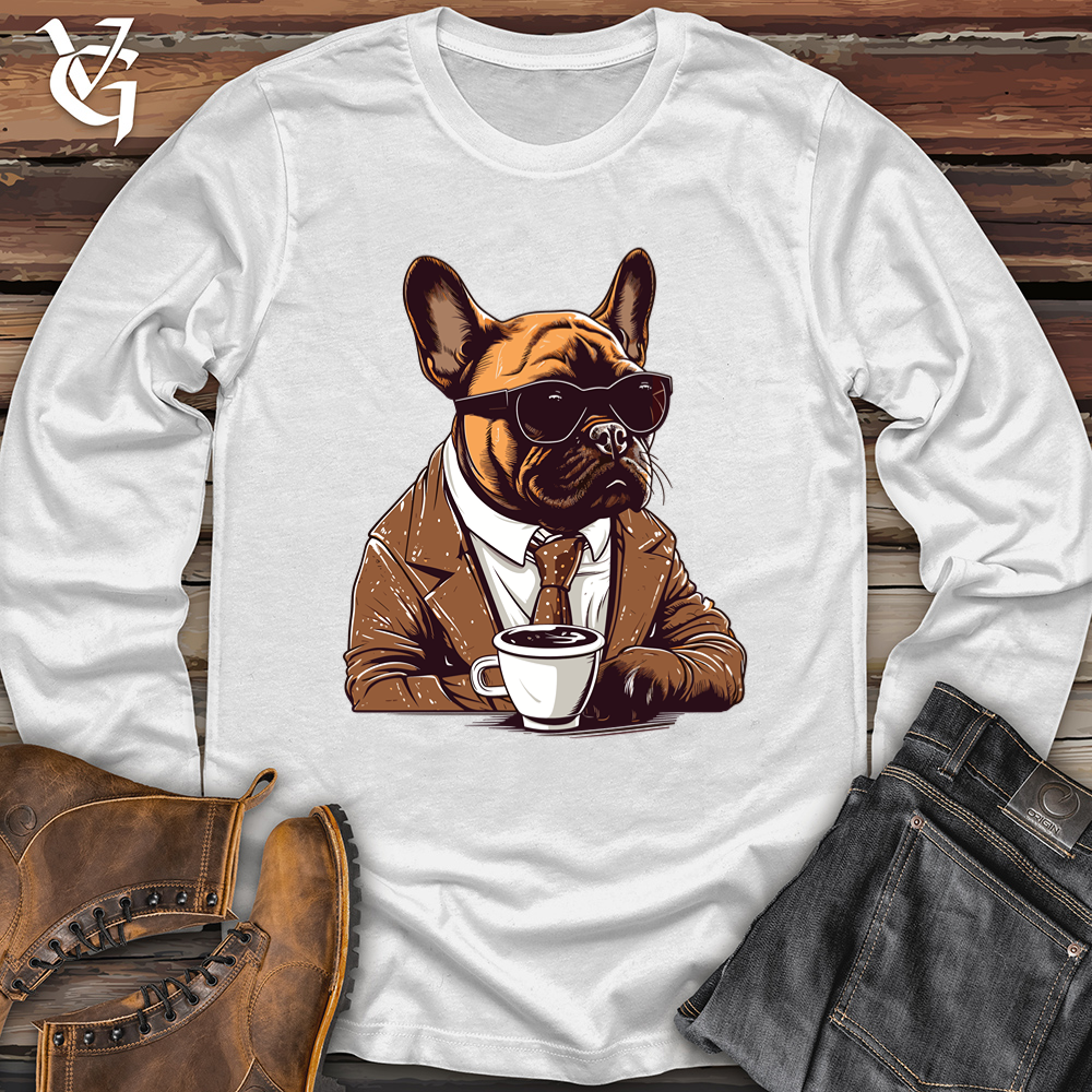 Viking Goods Vintage Coffee Break Frenchie Softstyle Long Sleeve White / L
