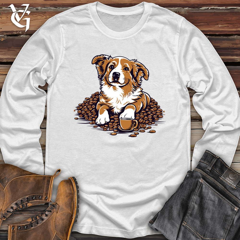 Viking Goods Vintage Coffee Corgi Softstyle Long Sleeve White / L