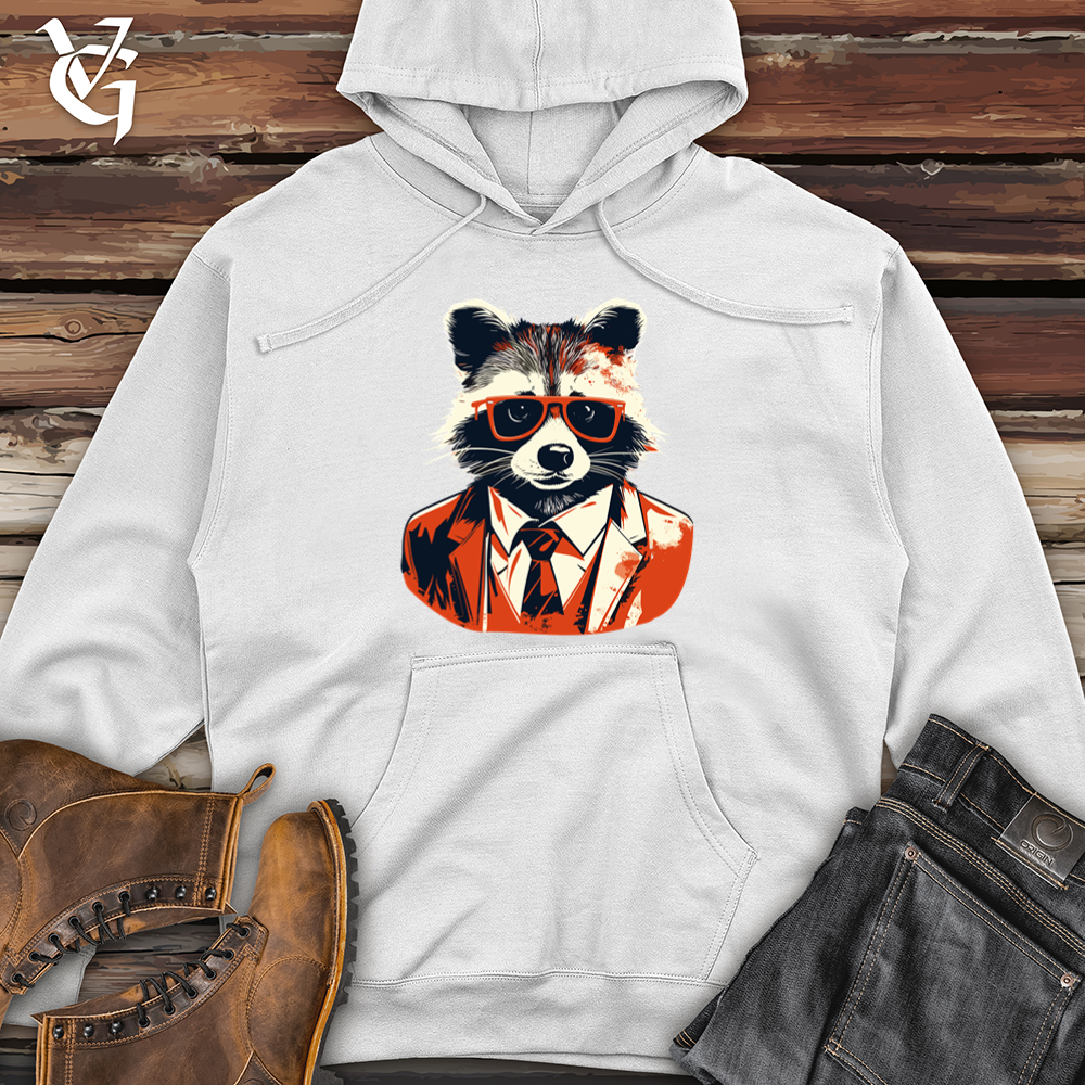 Viking Goods Vintage Dapper Raccoon Midweight Hooded Sweatshirt White / L