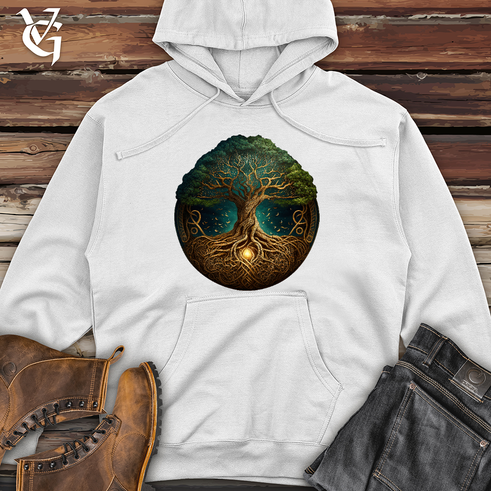 Viking Goods Yggdrasil Tree Midweight Hooded Sweatshirt White / L