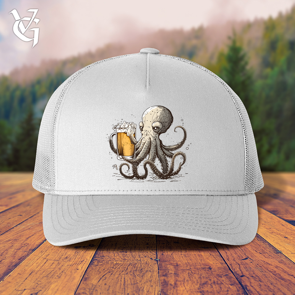 Viking Goods Octopus Happy Hour Trucker Cap White