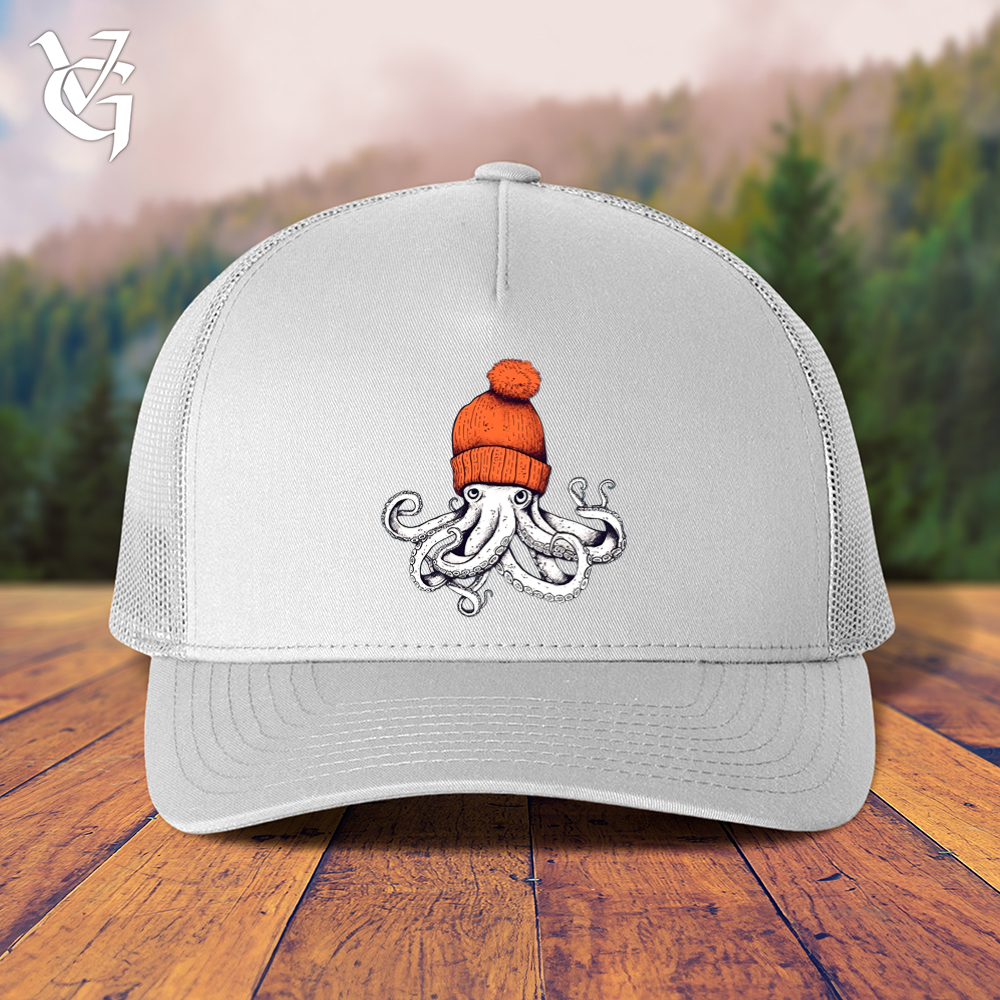 Viking Goods Octopus Orange Beanie Trucker Cap White