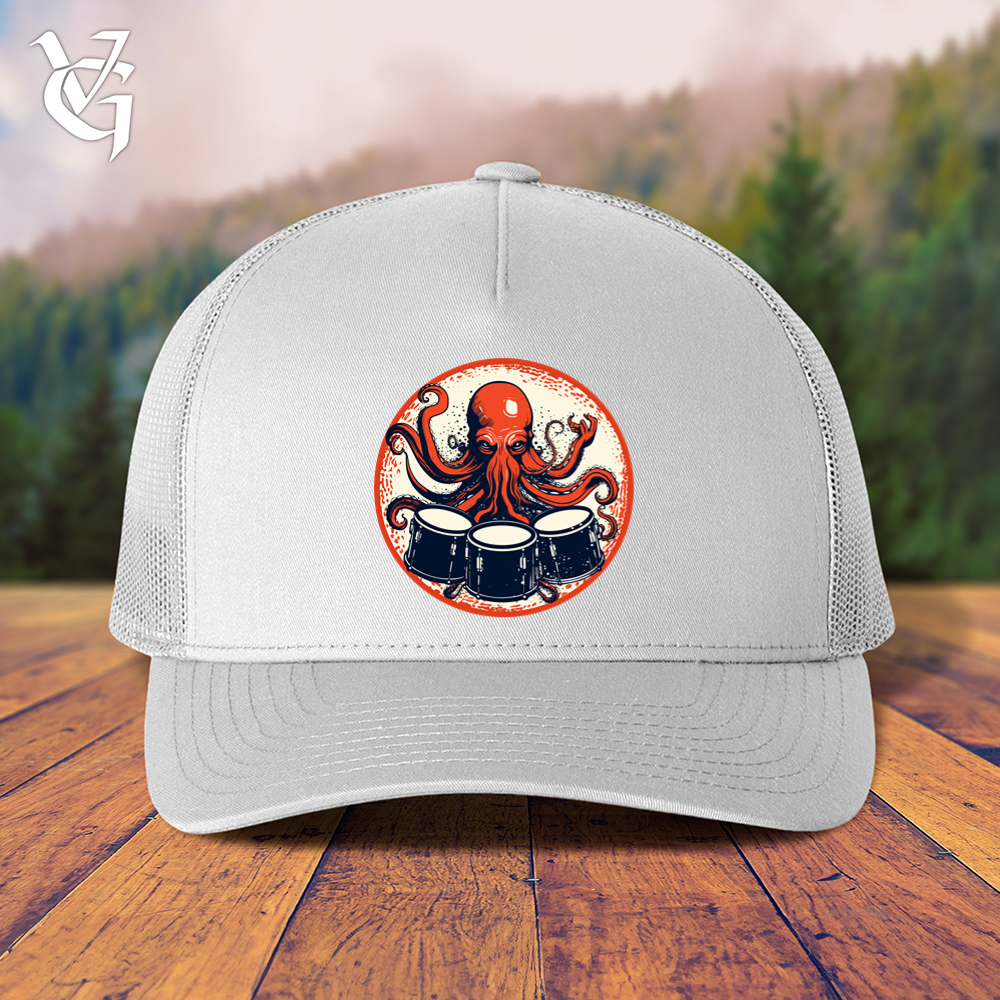 Viking Goods Octopus Playing Drums Trucker Cap White
