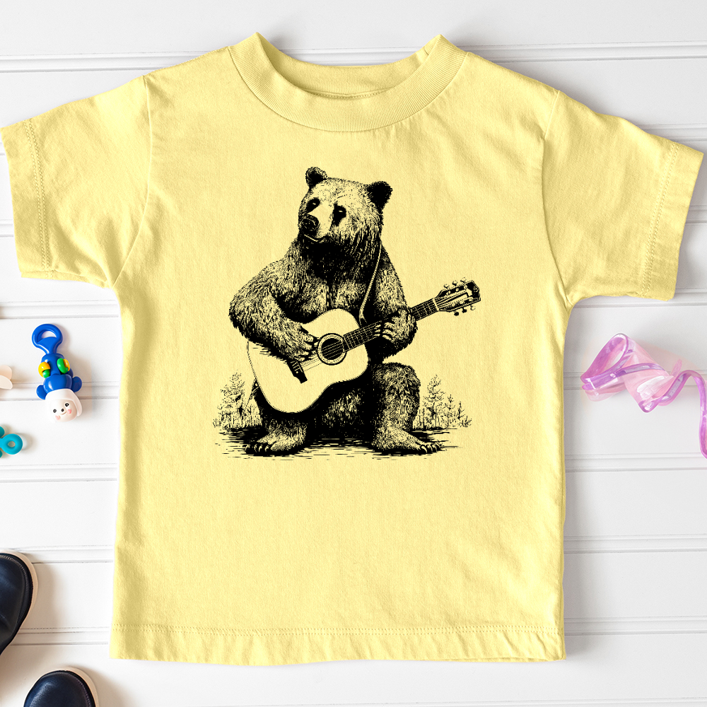 Viking Goods Bear Guitarist Toddler Tee Yellow / 2T