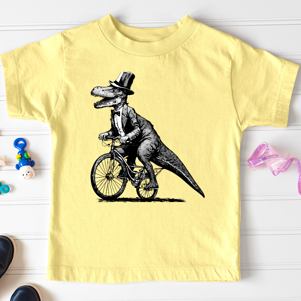 Viking Goods Dinosaur Riding a Bike Toddler Tee Yellow / 2T
